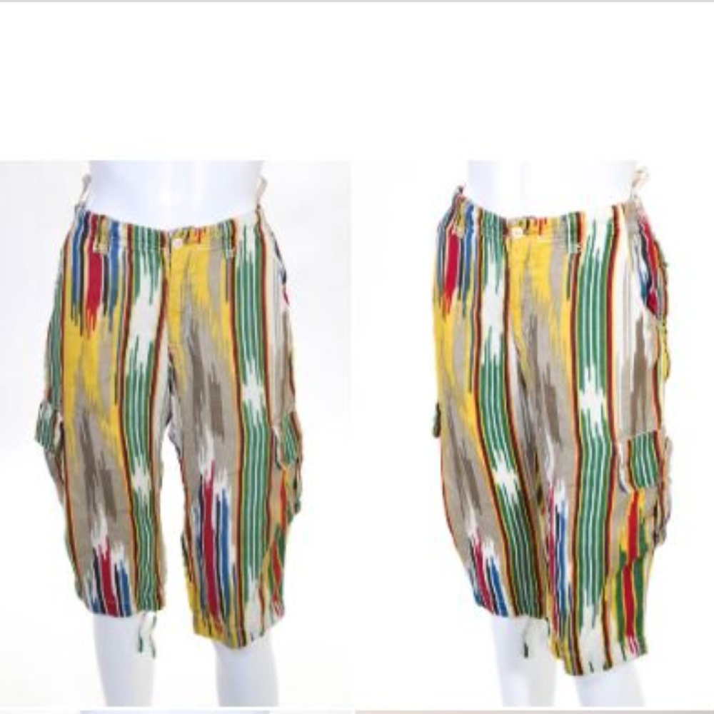 MASONS BEIGE LINEN STRIPED CROPPED CASUAL PANTS 40